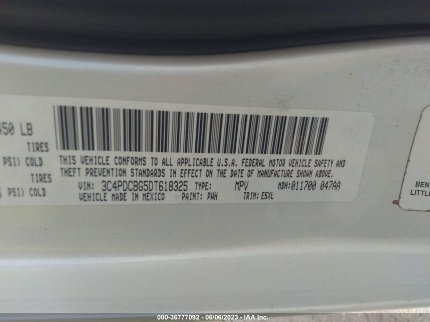 2013 DODGE JOURNEY SXT - 3C4PDCBG5DT618325