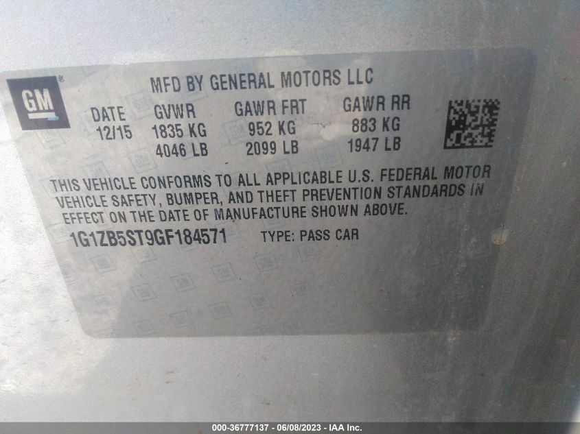 2016 CHEVROLET MALIBU LS - 1G1ZB5ST9GF184571