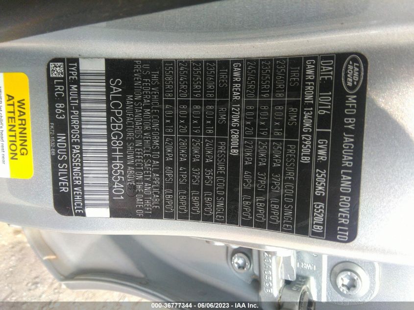 2017 LAND ROVER DISCOVERY SPORT SE - SALCP2BG8HH655401