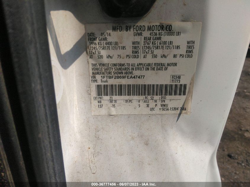 2015 FORD SUPER DUTY F-250 SRW XLT/XL - 1FTBF2B69FEA47477