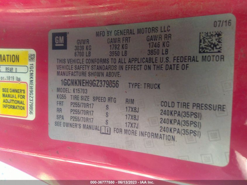 2016 CHEVROLET SILVERADO 1500 LS - 1GCNKNEH9GZ379856