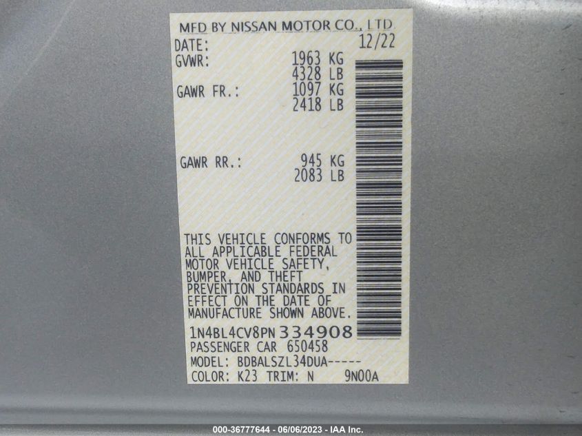 2023 NISSAN ALTIMA 2.5 SR - 1N4BL4CV8PN334908
