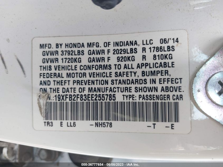 2014 HONDA CIVIC SEDAN EX - 19XFB2F83EE255785