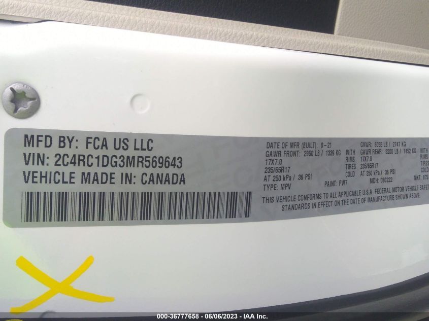 2021 CHRYSLER VOYAGER LXI - 2C4RC1DG3MR569643