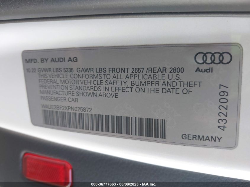 2023 AUDI A6 SEDAN PREMIUM PLUS WAUE3BF2XPN025872