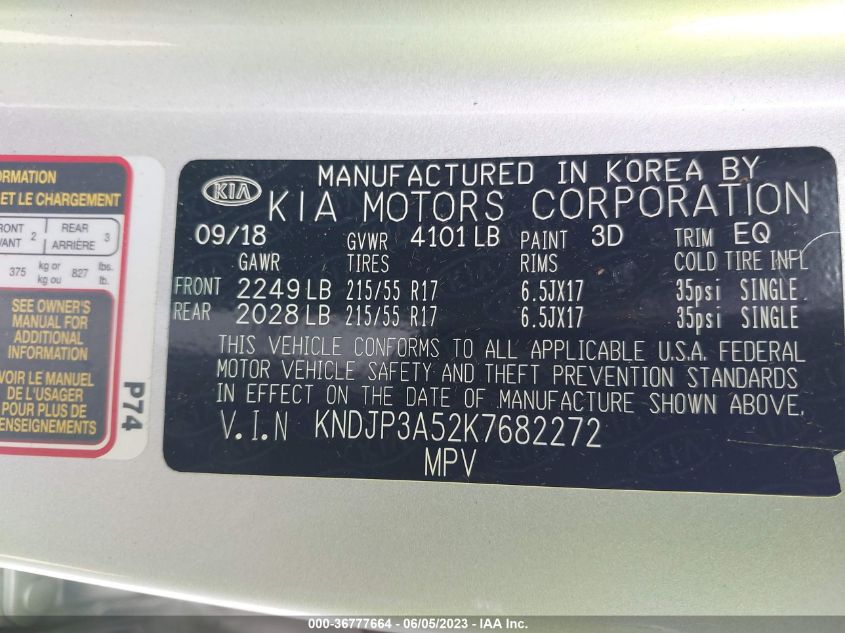 2019 KIA SOUL + - KNDJP3A52K7682272