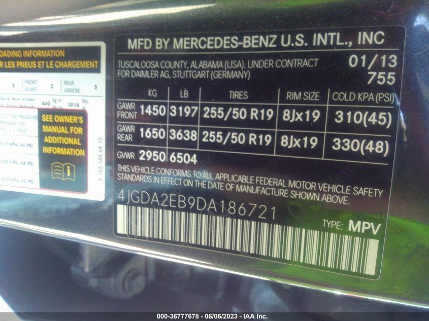 2013 MERCEDES-BENZ M-CLASS ML 350 BLUETEC - 4JGDA2EB9DA186721
