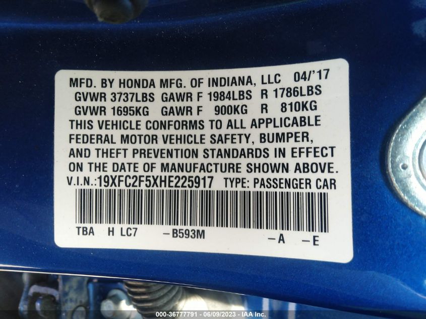 2017 HONDA CIVIC SEDAN LX - 19XFC2F5XHE225917