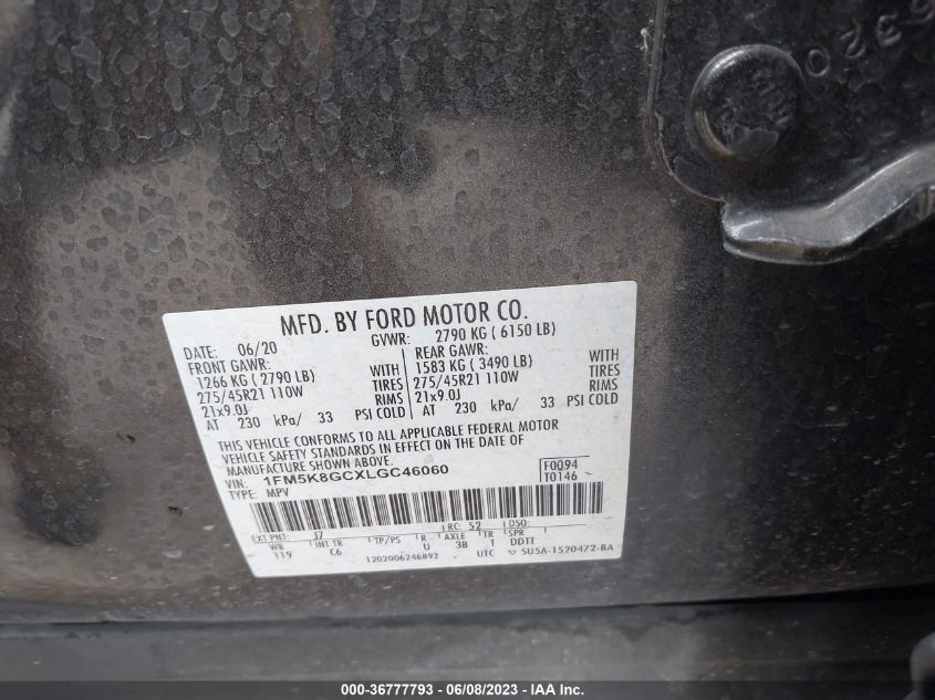 2020 FORD EXPLORER ST - 1FM5K8GCXLGC46060