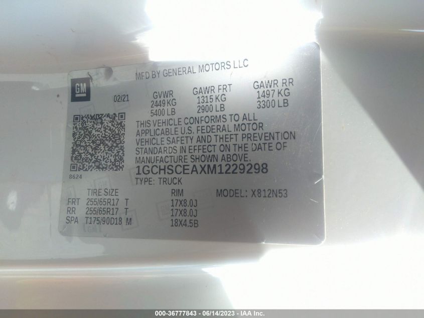 2021 CHEVROLET COLORADO 2WD LT - 1GCHSCEAXM1229298