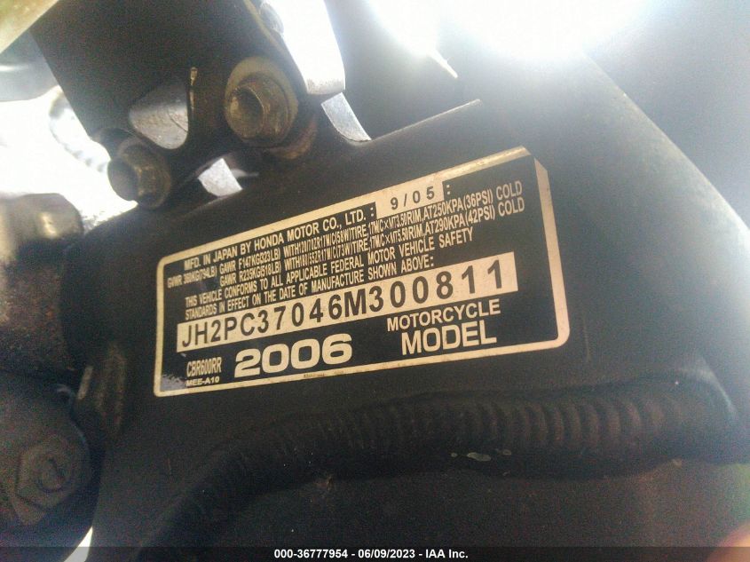 2006 HONDA CBR600 RR - JH2PC37046M300811