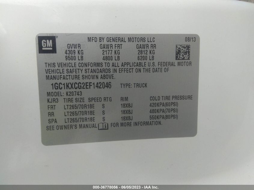 2014 CHEVROLET SILVERADO 2500HD LT - 1GC1KXCG2EF142046