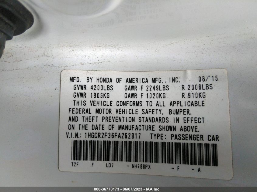 2015 HONDA ACCORD SEDAN LX - 1HGCR2F36FA262917