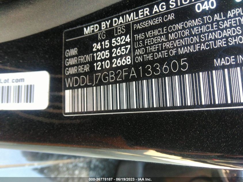 2015 MERCEDES-BENZ CLS-CLASS CLS 63 AMG S-MODEL WDDLJ7GB2FA133605