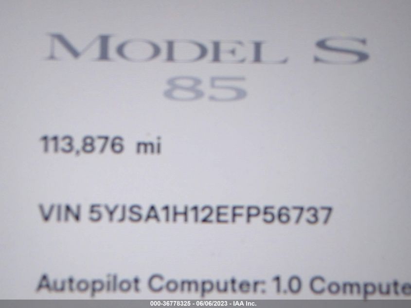 2014 TESLA MODEL S 60 KWH BATTERY/P85 - 5YJSA1H12EFP56737