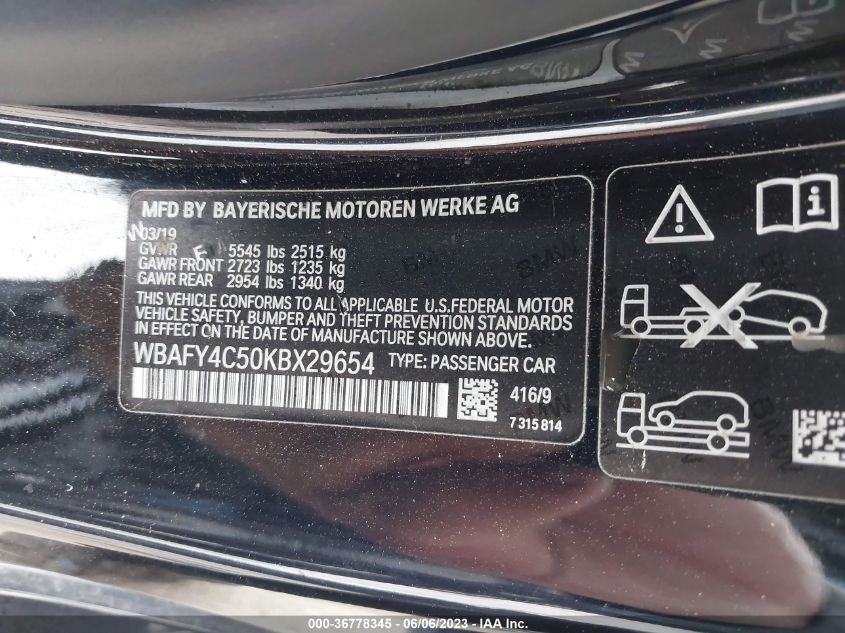 2019 BMW 8 SERIES M850I XDRIVE - WBAFY4C50KBX29654
