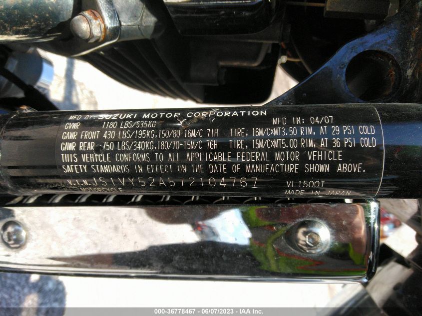 2007 SUZUKI VL1500 JS1VY52A572104767