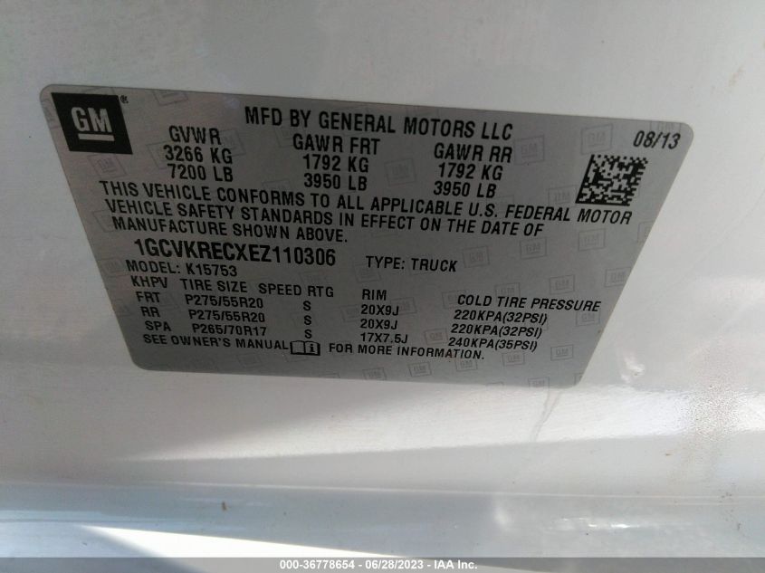 2014 CHEVROLET SILVERADO 1500 LT - 1GCVKRECXEZ110306