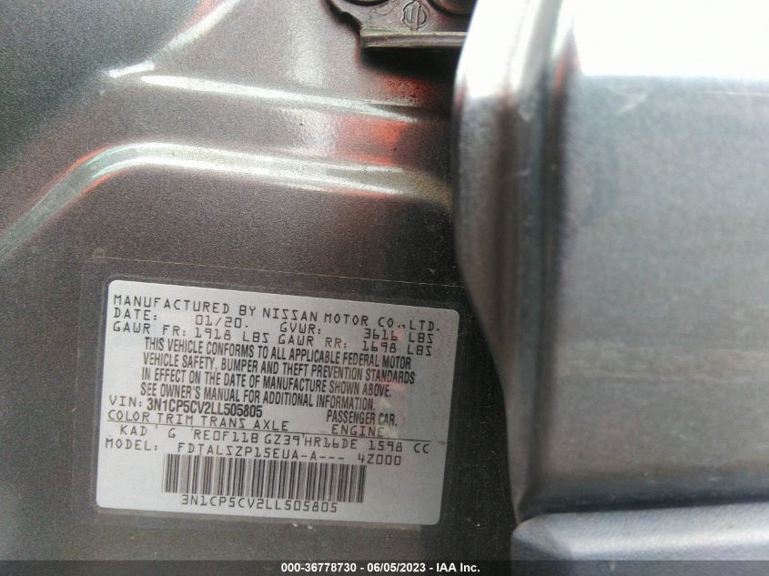 2020 NISSAN KICKS SV - 3N1CP5CV2LL505805