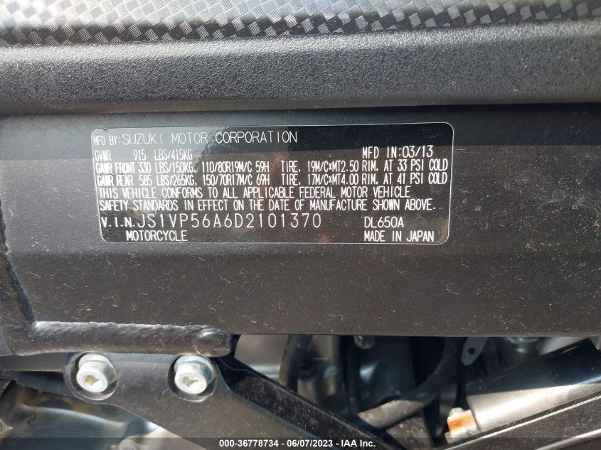 2013 SUZUKI DL650 A - JS1VP56A6D2101370