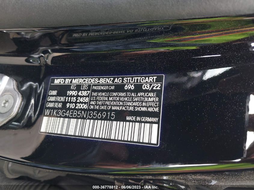 2022 MERCEDES-BENZ A-CLASS A 220 - W1K3G4EB5NJ356915