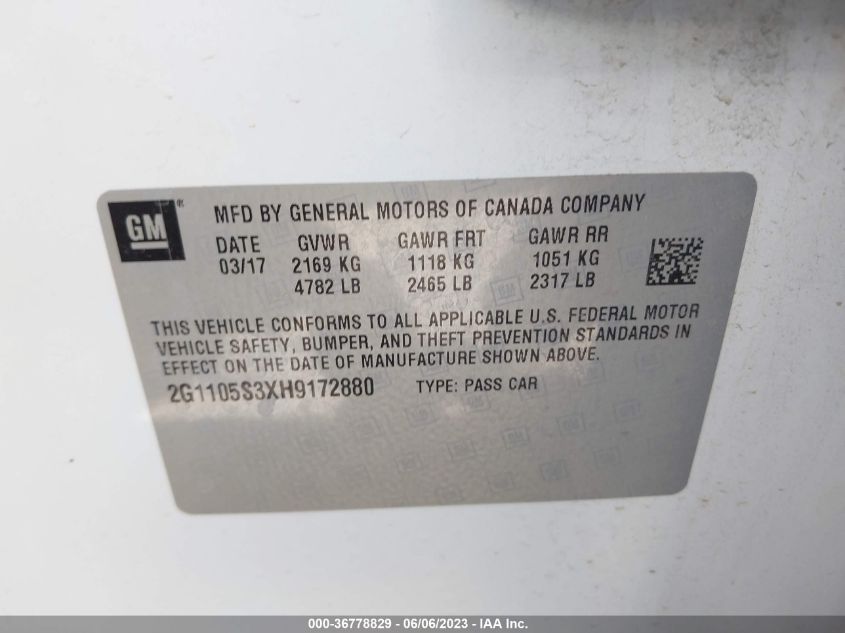 2017 CHEVROLET IMPALA LT - 2G1105S3XH9172880