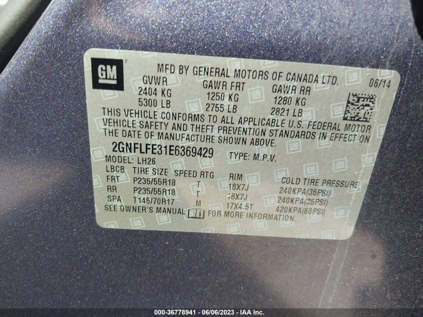 2014 CHEVROLET EQUINOX LT - 2GNFLFE31E6369429