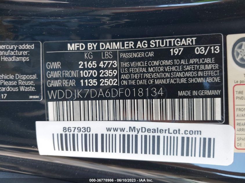 2013 MERCEDES-BENZ SL-CLASS SL 550 WDDJK7DA6DF018134