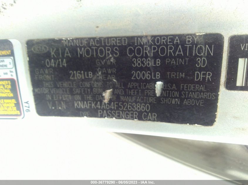 2015 KIA FORTE LX - KNAFK4A64F5263860