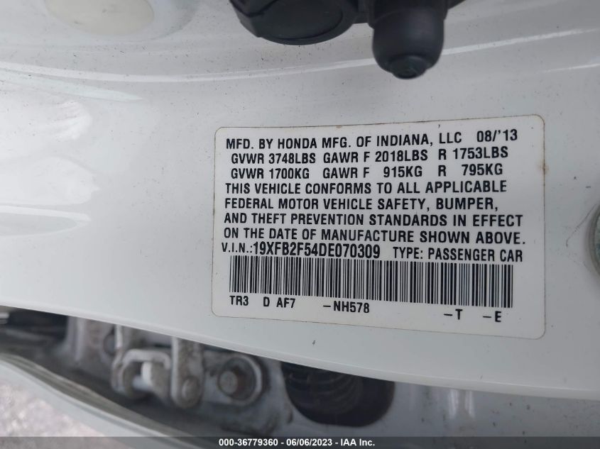 2013 HONDA CIVIC SDN LX - 19XFB2F54DE070309