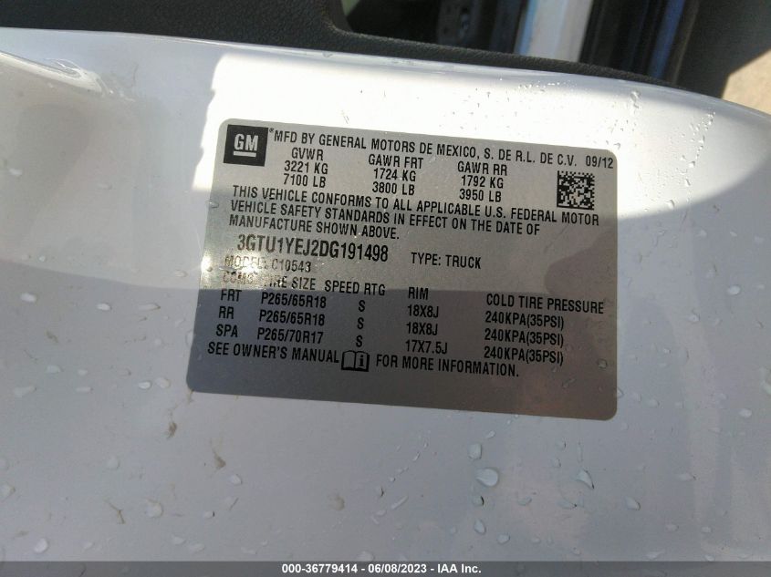 2013 GMC SIERRA 1500 HYBRID 3HA - 3GTU1YEJ2DG191498