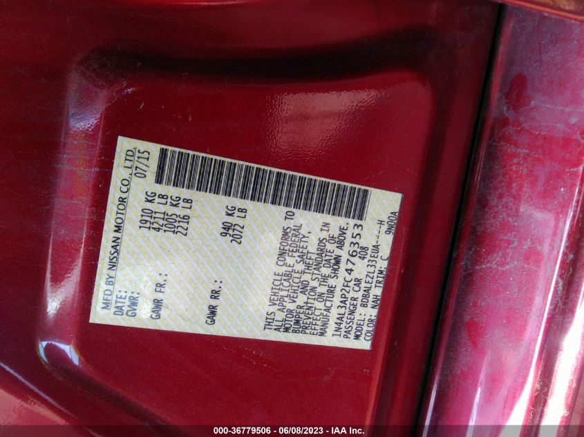 2015 NISSAN ALTIMA 2.5 S - 1N4AL3AP2FC476353