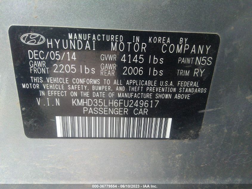 2015 HYUNDAI ELANTRA GT - KMHD35LH6FU249617