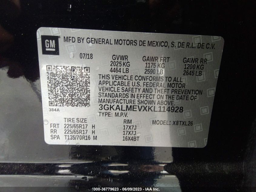 2019 GMC TERRAIN SLE - 3GKALMEVXKL114928
