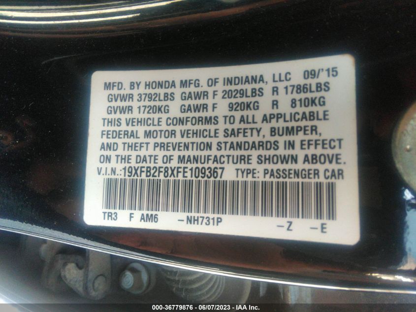 2015 HONDA CIVIC SEDAN EX - 19XFB2F8XFE109367