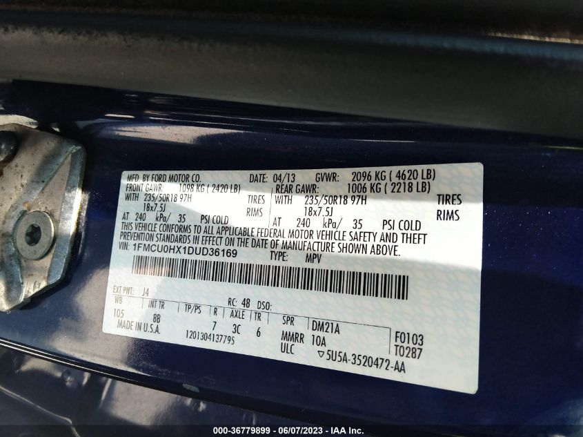 2013 FORD ESCAPE SEL - 1FMCU0HX1DUD36169