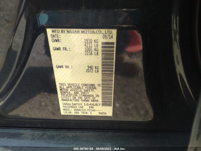 2015 NISSAN ALTIMA 2.5 - 1N4AL3AP5FC164687