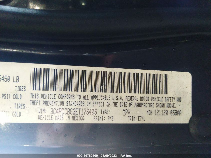2014 DODGE JOURNEY SXT - 3C4PDCBG3ET176405