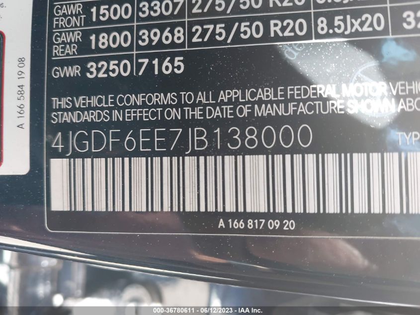 2018 MERCEDES-BENZ GLS GLS 450 - 4JGDF6EE7JB138000