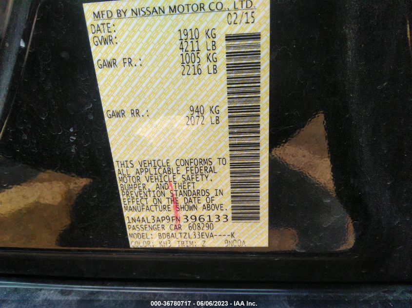 2015 NISSAN ALTIMA 2.5 SL - 1N4AL3AP9FN396133
