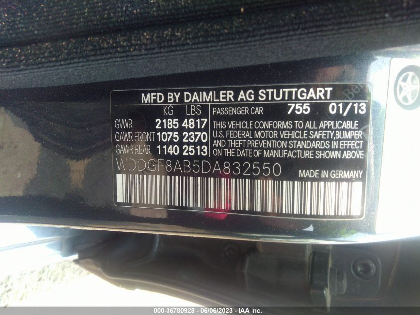 2013 MERCEDES-BENZ C-CLASS C 300 - WDDGF8AB5DA832550