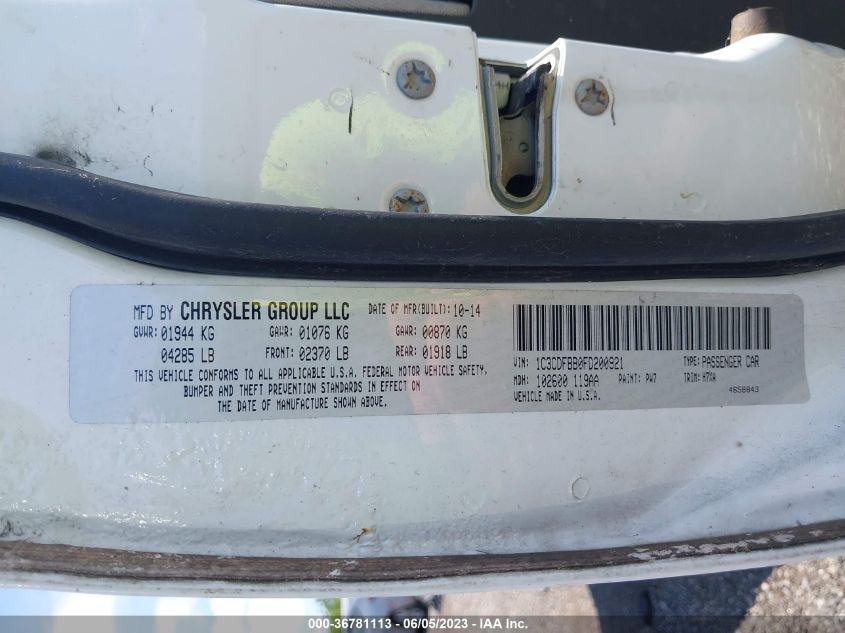 2015 DODGE DART SXT - 1C3CDFBB0FD200921