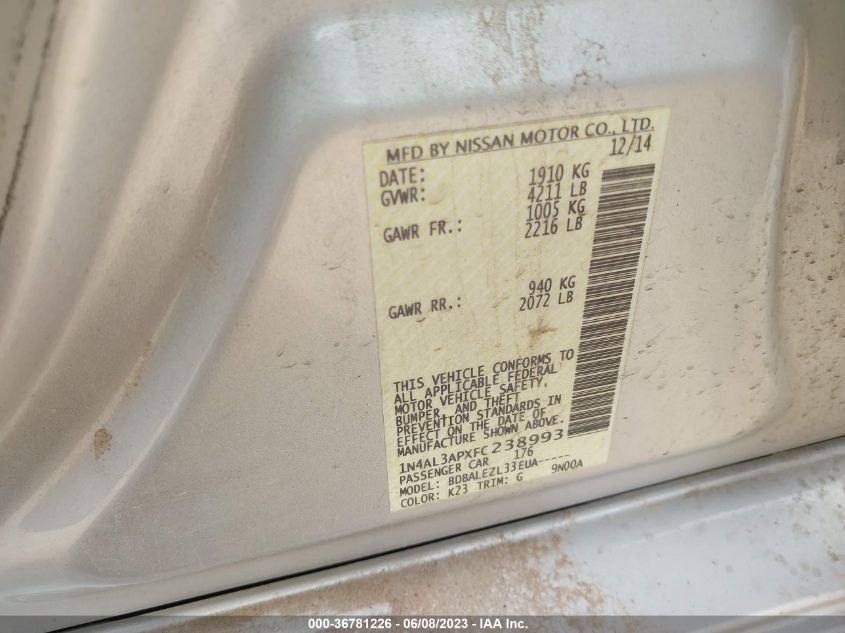 2015 NISSAN ALTIMA 2.5 - 1N4AL3APXFC238993