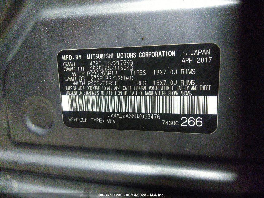 2017 MITSUBISHI OUTLANDER ES - JA4AD2A36HZ053476