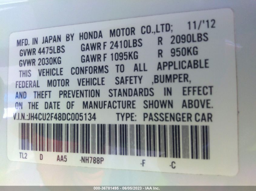 2013 ACURA TSX - JH4CU2F48DC005134