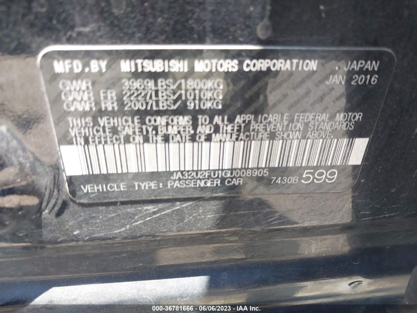 2016 MITSUBISHI LANCER ES - JA32U2FU1GU008905