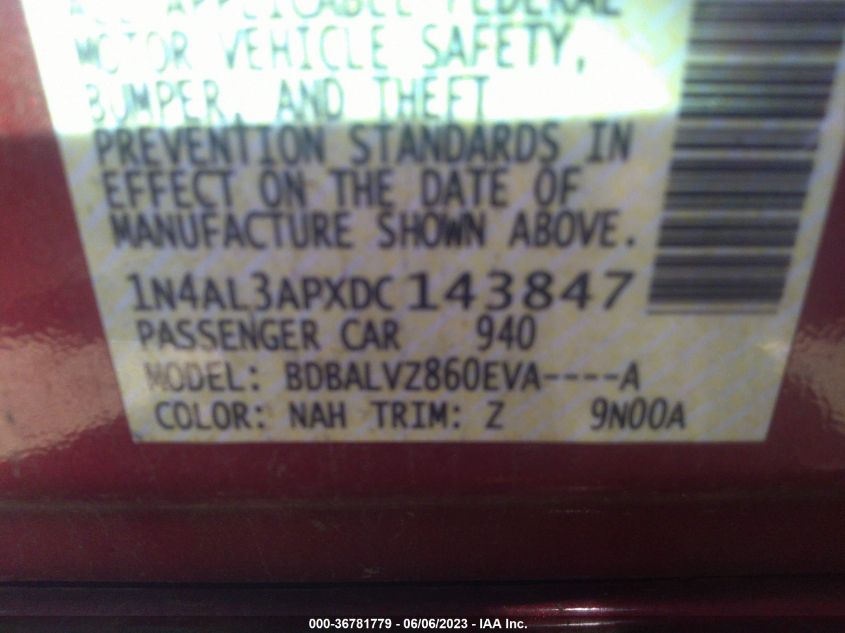2013 NISSAN ALTIMA 2.5 SL - 1N4AL3APXDC143847