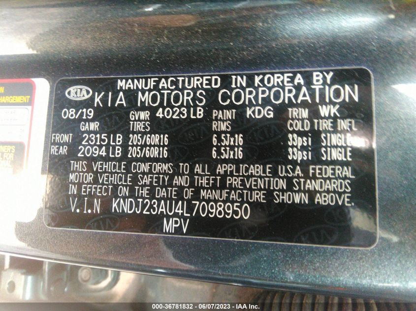2020 KIA SOUL S - KNDJ23AU4L7098950