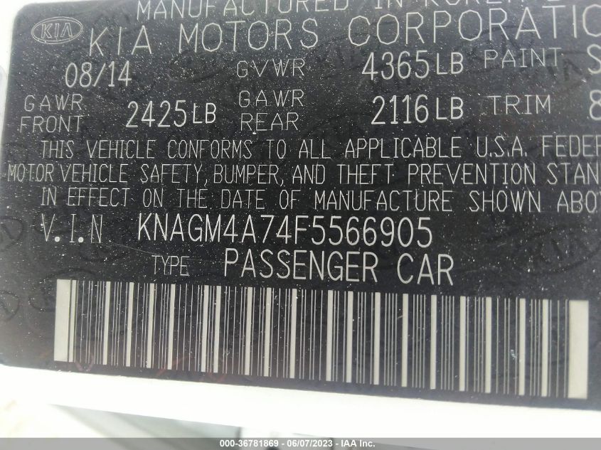 2015 KIA OPTIMA LX - KNAGM4A74F5566909