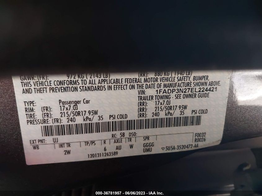 2014 FORD FOCUS TITANIUM - 1FADP3N27EL224421